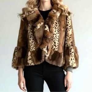 Radzoli Leopard Print Faux Fur Jacket